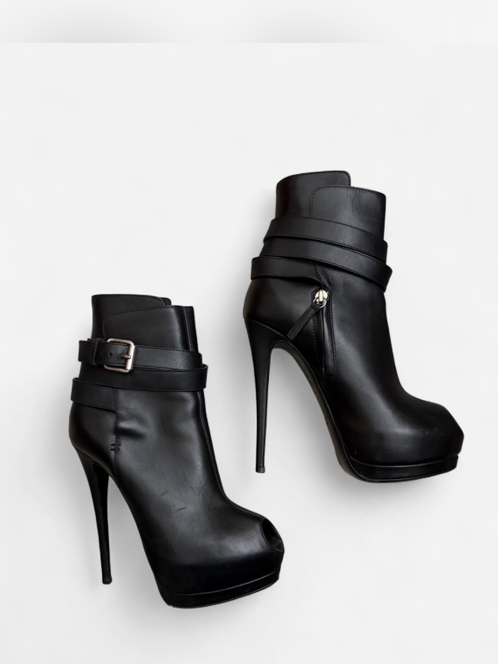 Giuseppe Zanotti Black Leather Platform Stiletto Ankle Boots
